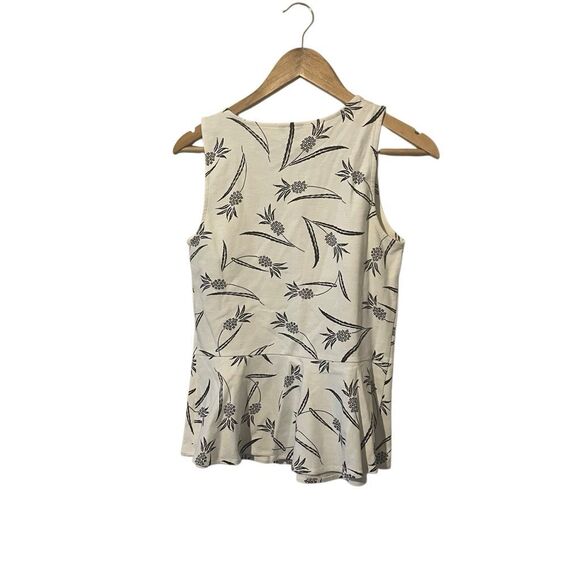 NWT Ann Taylor black and white print tank top peplum size XS - Picture 3 of 6